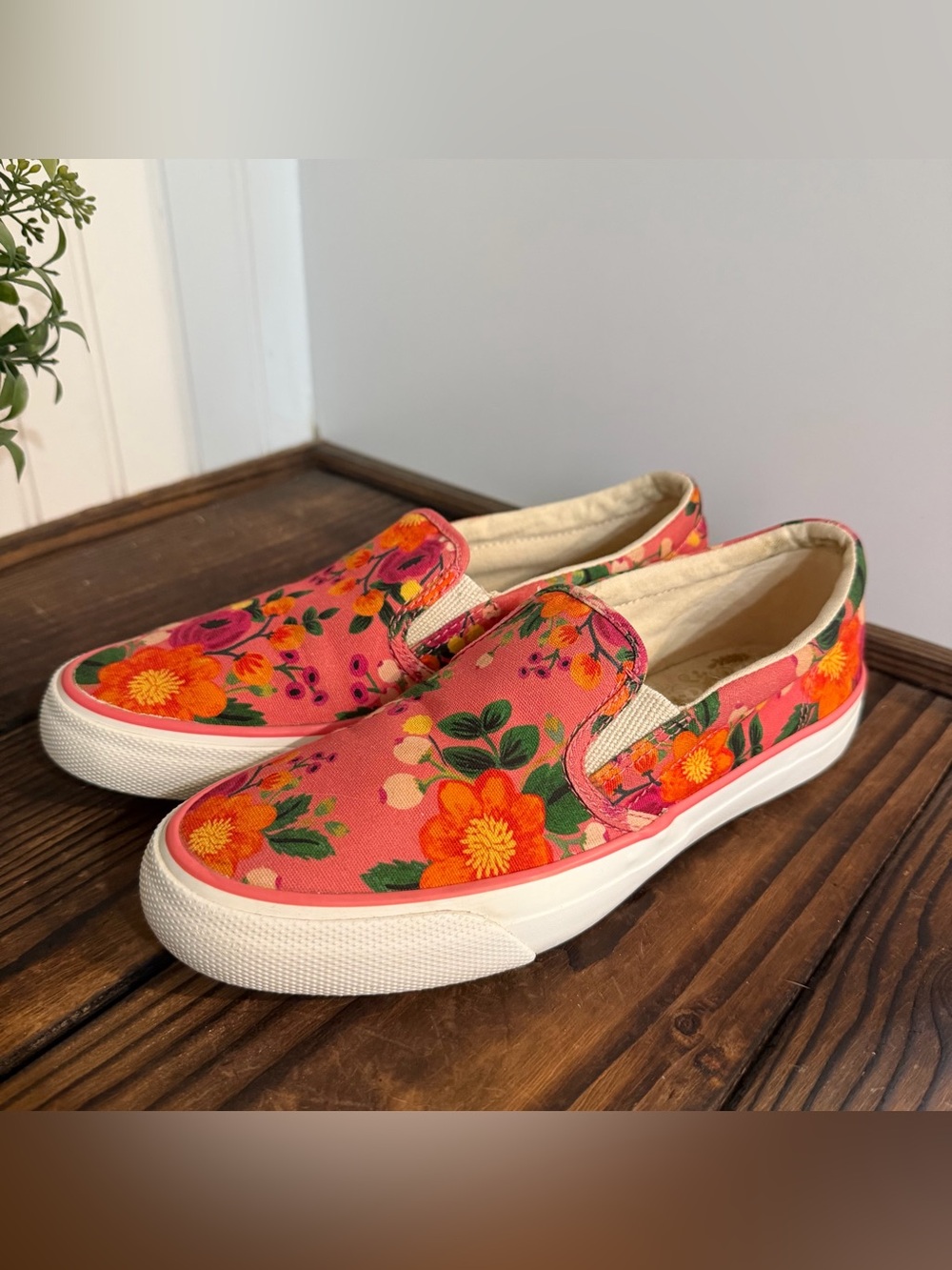 Keds Rifle Paper Co. Coral Slip-On Floral Canvas Sneakers
